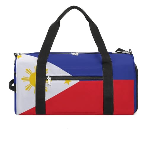 Philippines Flag Sports Duffle Bag for Boys Girls with Shoe Compartment Overnight