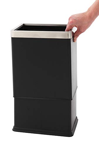 PROREGAL Doppelwandiger eckiger Edelstahl Papierkorb | 10 Liter, HxBxT 27,5x16,6x22,5cm | Schwarz