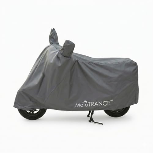 Image of Mototrance All Weather Protection Two Wheeler Cover for All Bikes /Royal Enfiled /Upto Pulsar 160CC to 350CC | Anti Dust, Water Resistant, Heat Resistant, UV Proof with Mirror Pocket | Solid Grey