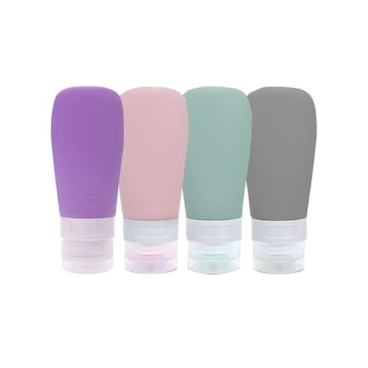 Frascos de viaje, 4 botellas de viaje impermeables de silicona, accesorios de viaje aeropuerto contenedor para aceite solar, champú, loción, gel de ducha crema (60 ml)