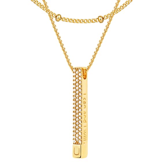 Jenosy Layering Kette Damen Kette mit Buchstaben Gold Personalisierte Kette mit Namen Zarte Halskette mit Stabanhänger für Damen 18K Vergoldete Namenskette Modeschmuck für Frauen und Mädchen