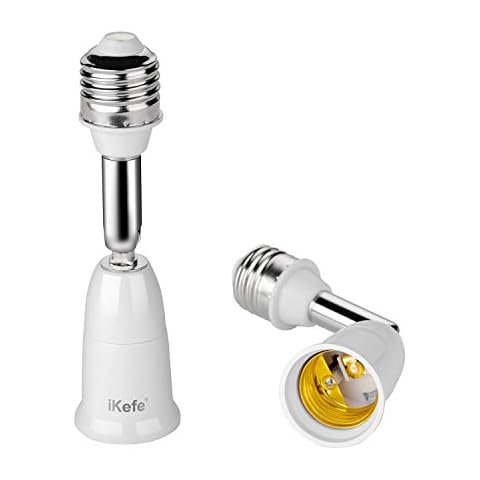 iKefe E26/E27 Light Bulb Socket Extender Adapter,180 Degree Bendable Light Fixture, E26/E27 to E26/E27 Medium Base Adjustable Socket Converter Extension(2 PCS) Cover