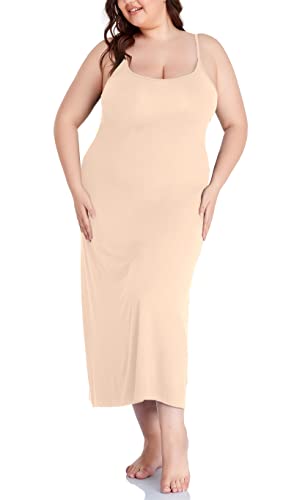 Image of Women's Full Slip for Under Dresses Plus Size Long Nightgown Cami Dress