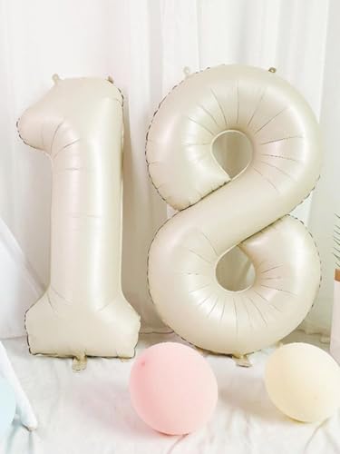 Image of 8 Balloon Numbers Birthday Decorations, 40In Cream Balloons for Men Women | Eye-catching Appearance, Perfect Decorative Centerpieces, Convenient Self-sealing Structure, Widely for Various Occasions