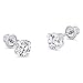 14k White Gold 6mm Basket Round Solitaire Cubic Zirconia Children Screw Back Baby Girls Earrings