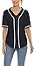 Baseball Jersey Shirts for Women Button Down Tops Short Sleeve Clothes V Neck Tee Shirts (Black XL)