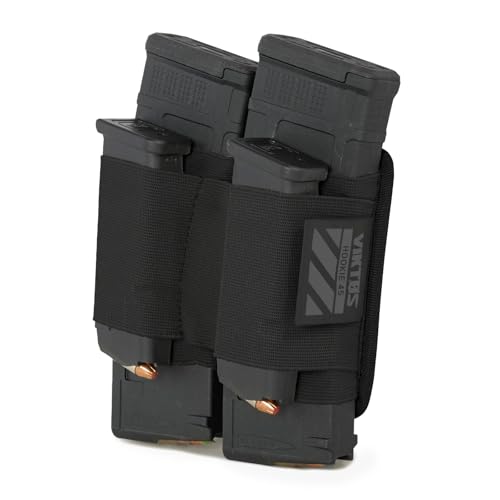 VIKTOS Hookie 45 Tactical Magazine Holder | Durable Storage for 4 Magazines with Elastic Webbing & Hook Backing | Compact 4.75" H x 6" W Gear Organizer, Black - VIKTOS