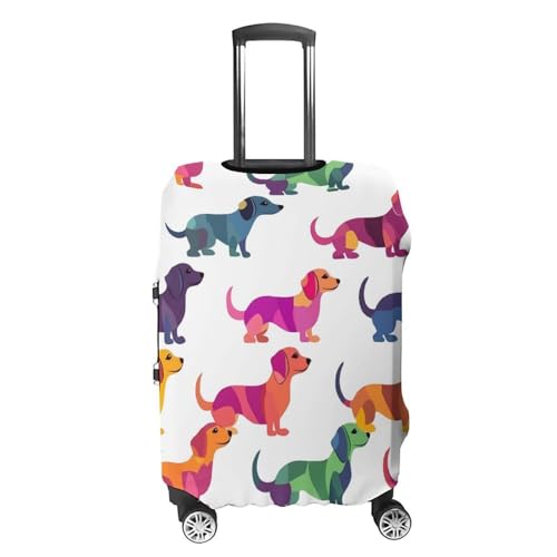 Colorful Dachshund Dogs Travel Luggage Cover Suitcase Protector Baggage Covers for Men Women L4