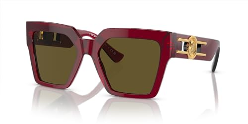 Versace Woman Sunglasses Bordeaux Frame, Dark Brown Lenses, 54MM