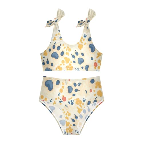KLL Cute Dog Paws Girl 2 Piecing Bikini Set Scoop Neck Swimsuit Swimwear Adjustable Strap3