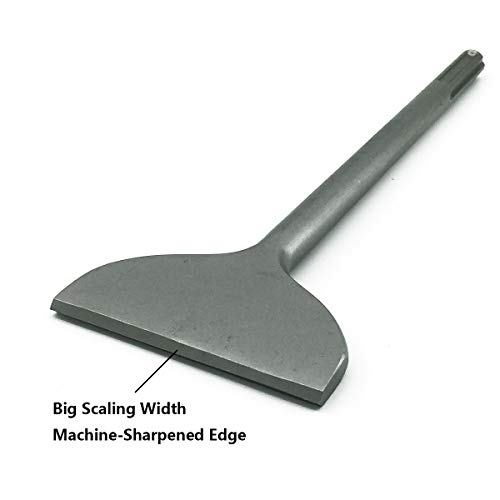 SPKLINE 4.5 Inch Wide Machine Sharpened Tile & Thinset Removal Scaling Chisel Bit Thinset Scraper & Floor Scraper, SDS MAX Shank,Semicircle Shape Scaling Blade, (4.5" X 14")