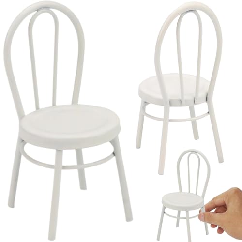 2pcs Mini-Chaise, Chaise de bistrot en métal Meubles de poupée de poupée réaliste 1 12 à échelle Meuble de Maison de poupée Bricolage Mini chaises de Dos pour Manger des Accessoires de Maison de