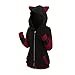 Women Plus Size Cat Ear Ribbed Hooded Coats Blouson Jacket Animal Ear Two Tone Cute Hoodies Full Zip Outwear Black