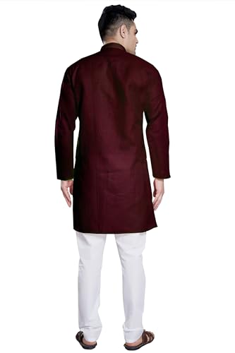 Image of DIVISIVE Men's Plain Cotton Blend Linen Slim Fit Kurta Pyjama Set