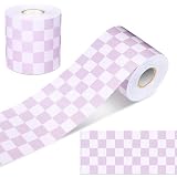 Zonon 65 Feet Pastel Checkered Bulletin Board Border Lavender Purple Decor