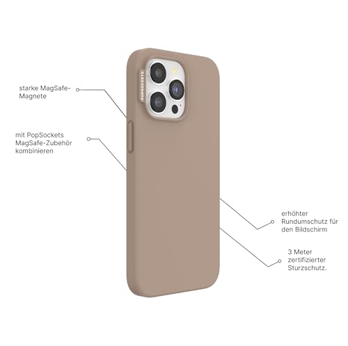 Image of POPSOCKETS iPhone 15 Pro Case Compatible with MagSafe, Phone Case for iPhone 15 Pro, Wireless Charging Compatible, Case Only - Latte