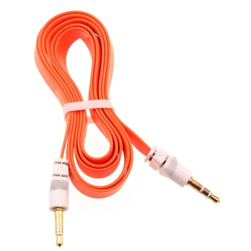 Cable Auxiliar 3.5mm Plano Color Naranja miniatura 1