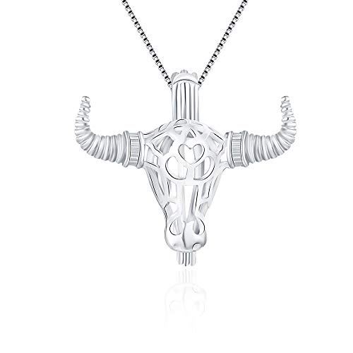 Collar con colgante de toro de plata de ley 925 para mujer, joyería de perlas, diseño de perlas, para mujeres y hombres