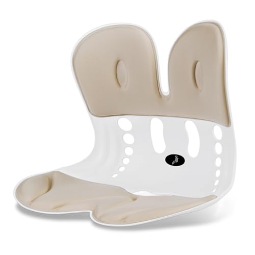 Image of Ergonomic Back Support for Office Chair Cushion with Lumbar Pillow, Posture Corrector for Desk Chairs, Comfortable Memory Foam Seat Cushion for Lower Back Pain Relief, Beige