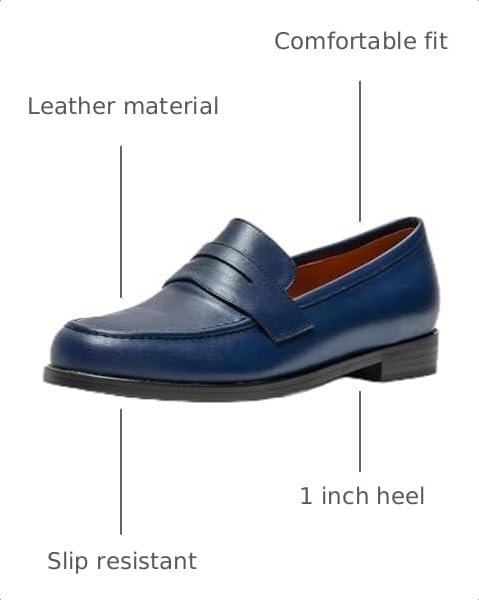 Image of ONEENO Women's Classic Flat Leather Penny Loafer
