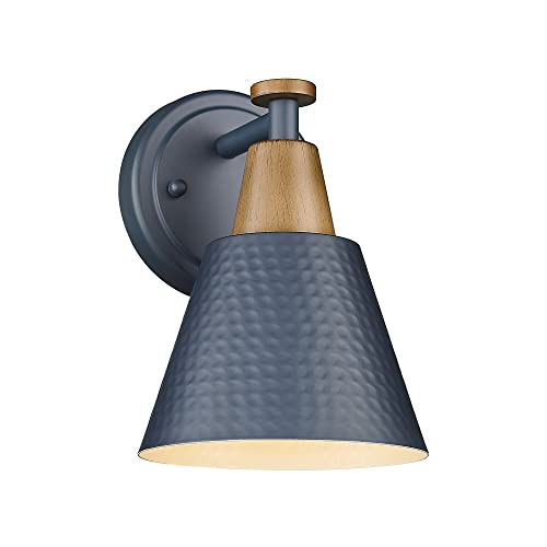 Image of FEMILA 1-Light Wall Sconces, Modern Sconces Wall Lighting with Hammered Metal Shade, Bathroom Vanity Light Fixtures Wall Lamp for Mirror Bedroom, Dark Blue,4FG59B Blue