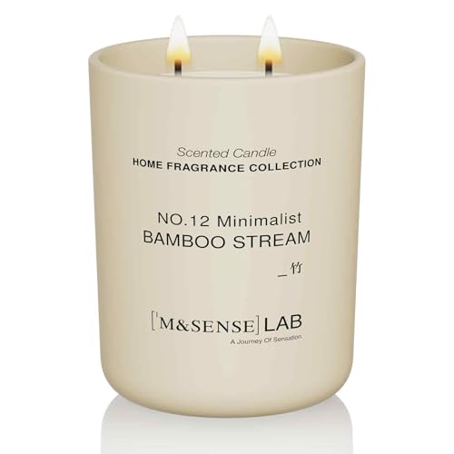 M&SENSE Scented Candles 470g Bamboo Stream 2-Wick Natural Soy Wax Large Candles 110H Long Burning Minimalist Aromatherapy Candles Gift for Men, Perfect Christmas Gifts for Women and Men.
