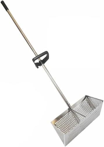 Zertylre Râteau à puces - Grand tamis de plage en acier inoxydable avec manche de 138 cm et panier de 40 x 18 cm - Passoire de plage amovible pour la pêche à la plage et la récupération de la mer