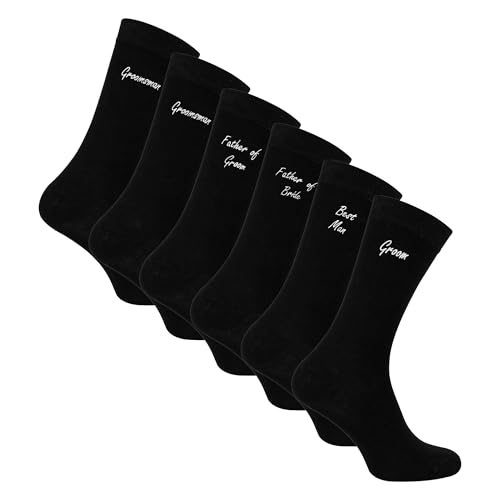 Sock Snob - Mens Wedding Socks for Groom Groomsman Best Man Father of the Groom and Bride (UK Numeric 6 11 Regular Regular Black)