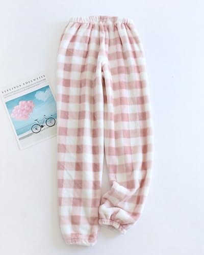 Image of codcm Womens Plaid Fluffy Pajama Pants Fuzzy Fleece Cozy Lounge Pants with Pockets Winter Warm Pj Bottoms