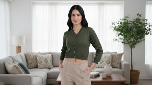 Image of Women Winter Wear V-Neck Full Sleeves Regular Fit Woollen Blouse