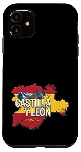 Carcasa para iPhone 11 Castilla y León España Retro Región Mapa Recuerdo Vintage