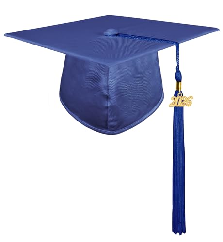 GraduationMall Shiny Adult Graduation Cap with 2026 Tassel for High School and Bachelor Royal Blue