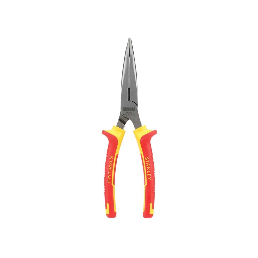 STANLEY 0-84-008 Pince a becs 1/2 ronds longs coudes 200mm isolee 1000v, Jaune/Rouge