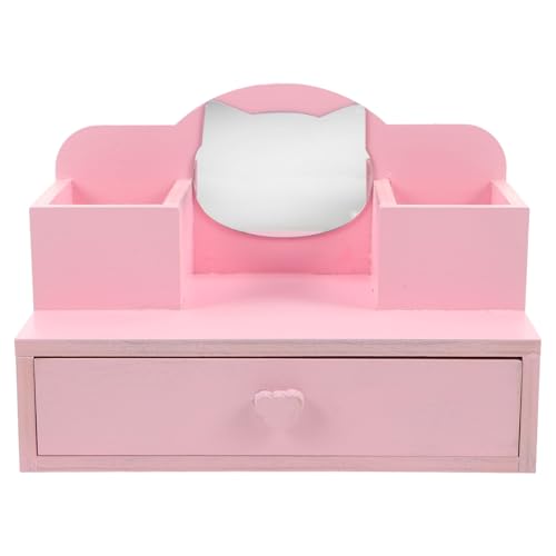 Coiffeuse pour poupée bois rose pour ranger les petits accessoires