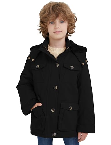 WenVen Boy's & Girl's Winter Warm Sherpa Lined Parka Coat with Removable Hood3