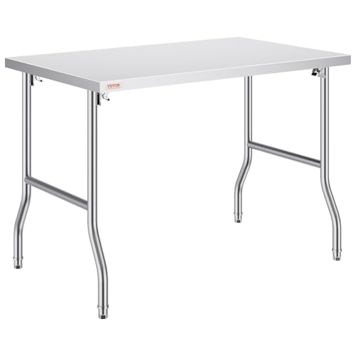 Image of VEVOR Stainless Steel Foldable Work Table, 48 * 30 Inch Heavy Duty Food Outdoor Stainless Steel Worktable for Commercial Kitchen Restaurant
