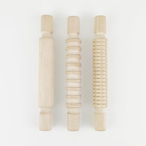 3 pcs 8 Inch Wood Rolling Pin, Great for Children's Play, Arts and Crafts