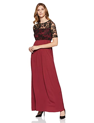 Miss Olive Women’s Crepe Skater Maxi Dress (MOAW18D30-31-147_Maroon and Black_XL)