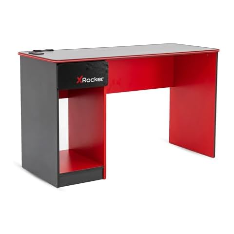 X Rocker Carbon Tek LED Gaming Desk with Wireless Charging, Headphone Hook, and Cable Management Cover