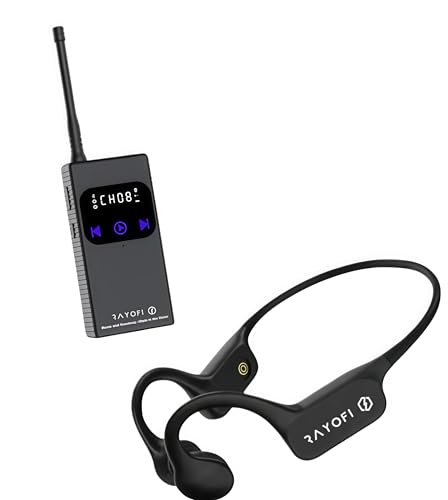 Rayofi SwimComm + T6 Bundle, Bone Conduction Headphones, Bluetooth 5.4, Waterproof IPX68, Open Ear Headset, Black, with Radio Transmitter for Swimming