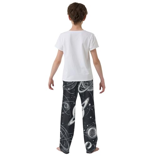 ZZXXB Planet Print Boys Long Pants Soft Trousers Elastic Waist Kids Lounge Bottoms with Pockets S-XL3