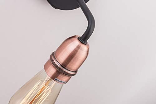 HARPER LIVING 1xE27/ES Down Wall Light with On/Off Switch, Black with Copper Finish, Suitable for LED Upgrade, Ideal for Living Room, Bedroom, Hallway, Hotel, B&B (1 Light Wall Light)
