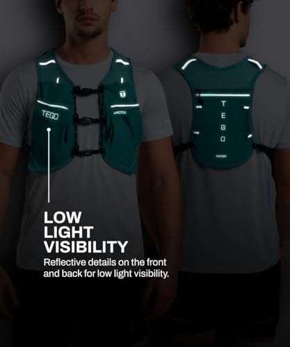 Image of TEGO Pacer Lite Running Hydration Vest | Lightweight Minimalist Running Vest | Compatible with 200 ml / 250 ml / 500 ml Soft Flasks | Reflective | for Running & Training
