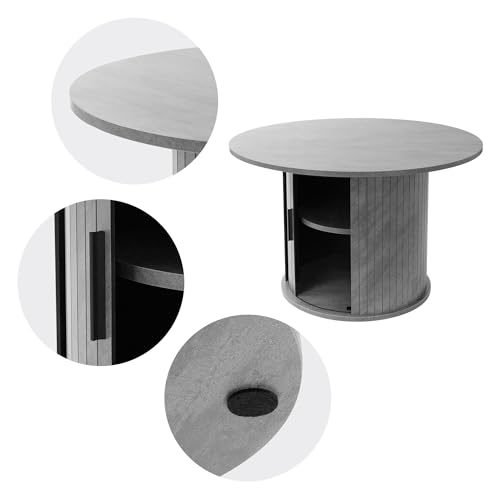 ML-Design Couchtisch mit Schiebetür, 80x80x50 cm, Beton-Optik, Grau, Runder Wohnzimmertisch mit Stauraum, Beistelltisch ideal für Wohnzimmer, Kaffeetisch im modernen Stil, Sofatisch für Tee und Kaffee – Bild 8
