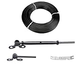 Muzata 10Pairs Black Cable Railing Kit 1/8' Swage Toggle Turnbuckle CK07 Bundle with 150ft 1/8' Overmolded to 3/16' Black Vinyl Coated Wire Rope WR17