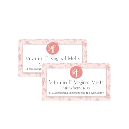 Femallay Organic Vaginal Melts – Strawberry 2 Pack – 100% Natural Relief for Dryness, Odor & Daily Feminine Discomfort – 14 Count + Applicator