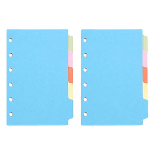 BLOOPIC A7 仕切カード 6穴 インデックスシート 5山 2組 カラーペーパー ノート用 仕切りカード 学習 オフィス用品 手帳 ジャーナル バインダー対応 横版 約10.2*8cm (A7)