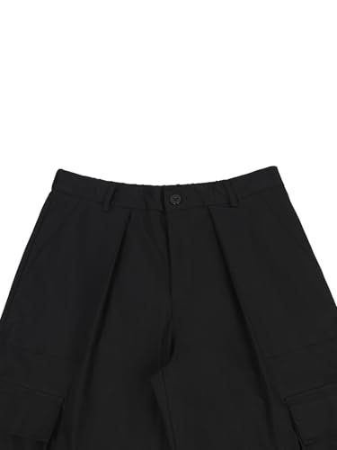 Verdusa Men's Wide Leg Baggy Cargo Pants High Waisted Pleated Trousers with Pockets4