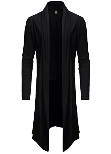 Cardigan Masculino Kimono Sobretudo Blusa Konoa (as2, alpha, m, regular, regular, Preto)