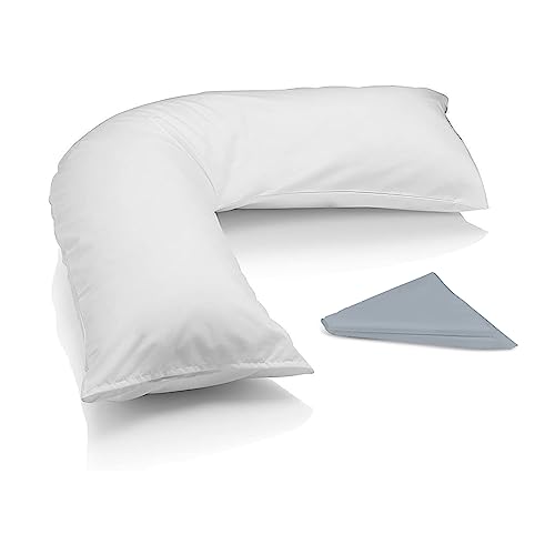 EGYPTO Orthopaedic V Pillow with pillowcases – Soft & Breathable – Anti-Allergy V Shaped Pillows for Neck & Back Support – Nursing, Pregnancy & Post Surgery Support Pillow (Grey)